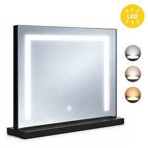 LED Makeup Mirror ModernHome 50×40 cm, 3 Light Colors, Black