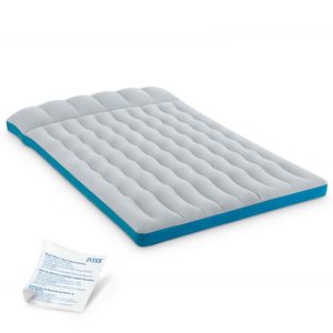 Materac dmuchany dwuosobowy kempingowy 193x127x17 cm z zagłówkiem – wygodne łóżko na plażę i w podróże