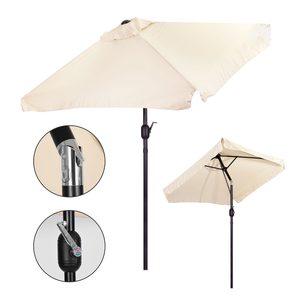 Prostokątny duży parasol ogrodowy skośny łamany z korbą beżowy 200×140 cm