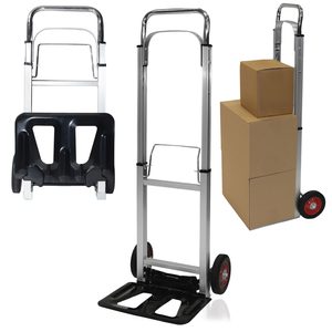 Hand transport trolley 90 kg, aluminium telescopic handle, 2 rubber